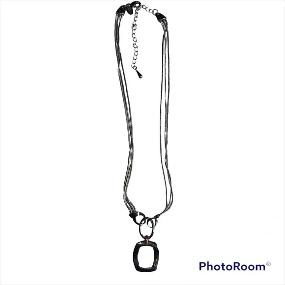 Lia Sophia 3 strand pendant vintage silver necklace - Picture 2 of 8